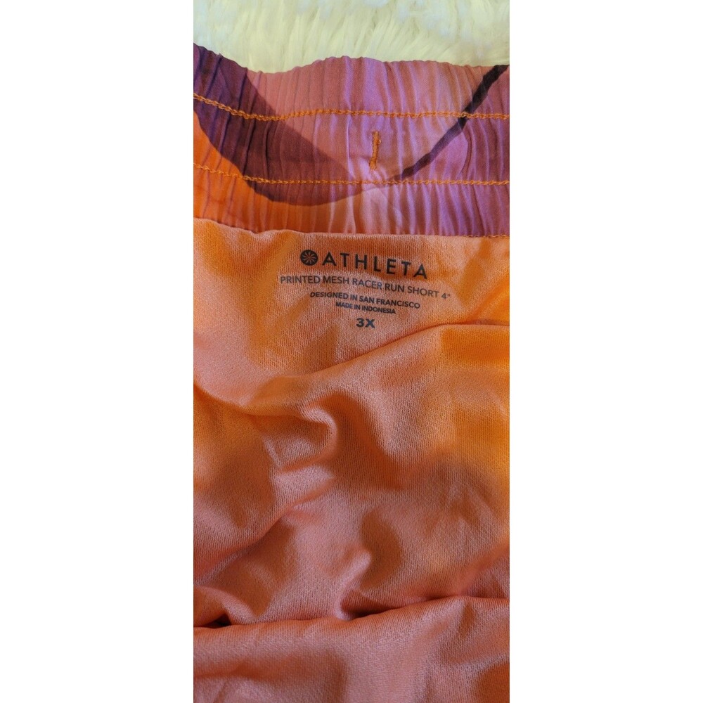 Athleta Sz 3X Printed Mesh Racer Run Shorts 4" NWT Orange & Pink Womens - Picture 12 of 15